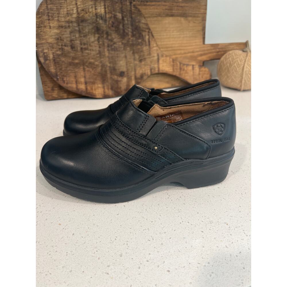 Ariat size 9 women’s black steel toe safety clogs shoes